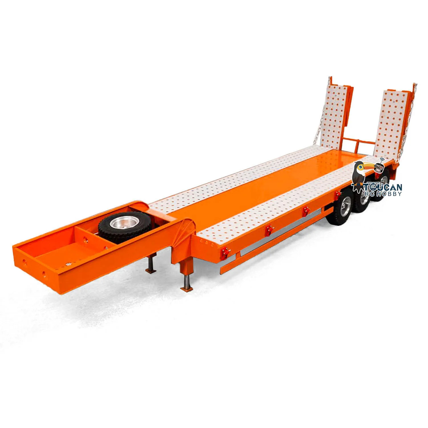 1/14 Metal Trailer 3 Axles 2-section Electric Tailboard Painted Finished Parts for Toys RC Tractor Truck Cars Vehicle TH23504 5