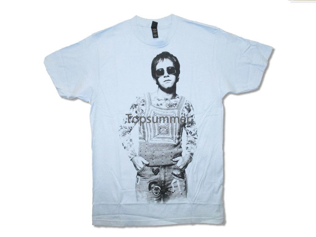 

Elton John Noddy Image Light Blue Mens T Shirt Rock And Roll Singer Music Piano Good Quality Brand Summer Style Cool Shirts