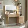 Vanity Desk with 36" HD Lighted Mirror,48" Big Modern Vanity Desk with Mirror and Lights,Dressing Table with 5 Drawers & Shelves 1