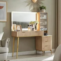 Vanity Desk with 36" HD Lighted Mirror,48" Big Modern Vanity Desk with Mirror and Lights,Dressing Table with 5 Drawers & Shelves 1