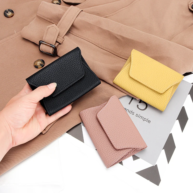 New Cowhide Fashion Ultra Thin Zero Wallet Leather Simple Short Card Bag Coin Bag Mini Storage card holder purse Coin Pocket