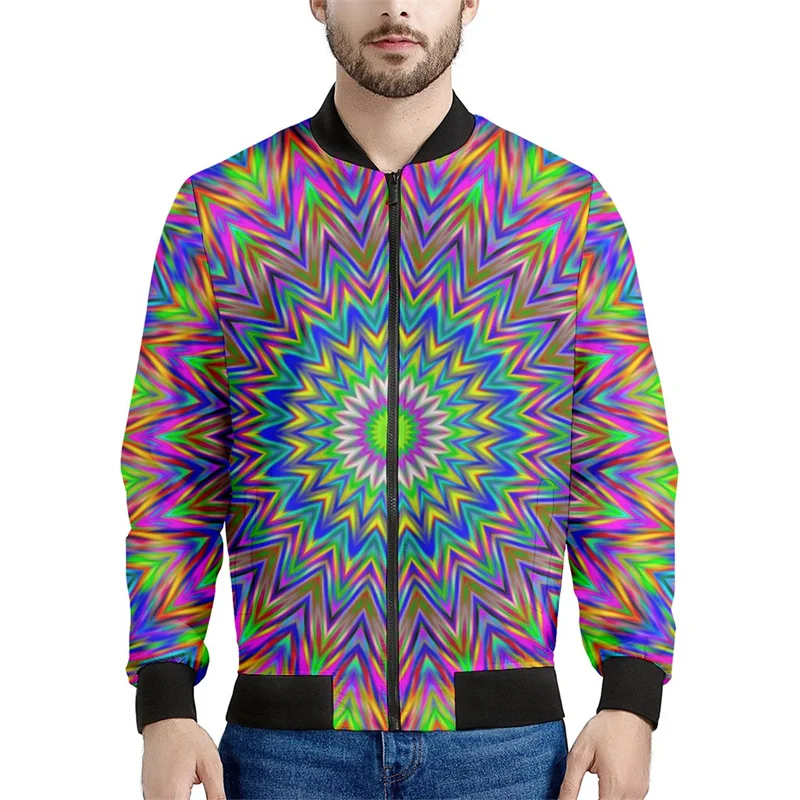 Chaqueta con cremallera psicodélica abstracta para hombre, sudadera de gran tamaño con estampado 3D, chaquetas bomber de manga larga para primavera y otoño para mujer