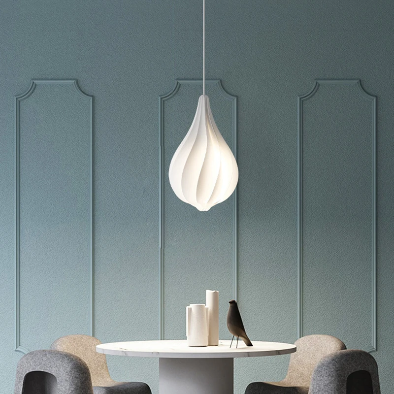 

Простой красивый акриловый цветок в скандинавском стиле E27, белая Подвесная лампа для кухни, гостиной, островка для чтения, кофейного бара