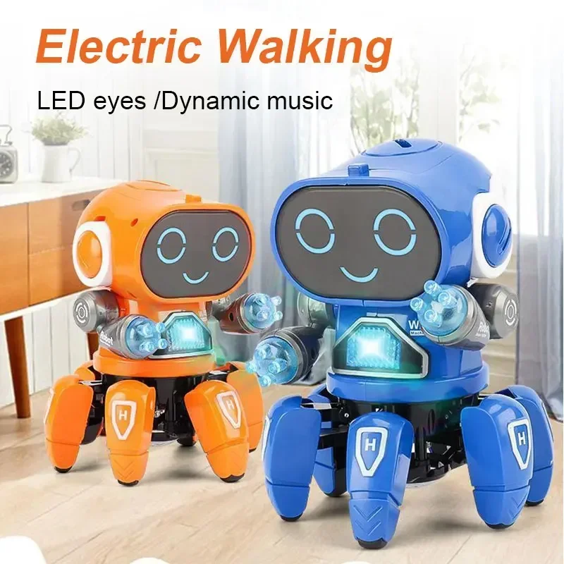 Dance Music 6 Claws Robot Octopus Spider Robots Vehicle Birthday Gift Toys for Children Kids Early Education Baby Toy Boys Girls 5