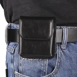 Leather Belt Clip Case Waist Bag - Universal Smartphone Holster Pouch - Oppo Find N3 Flip (Black)