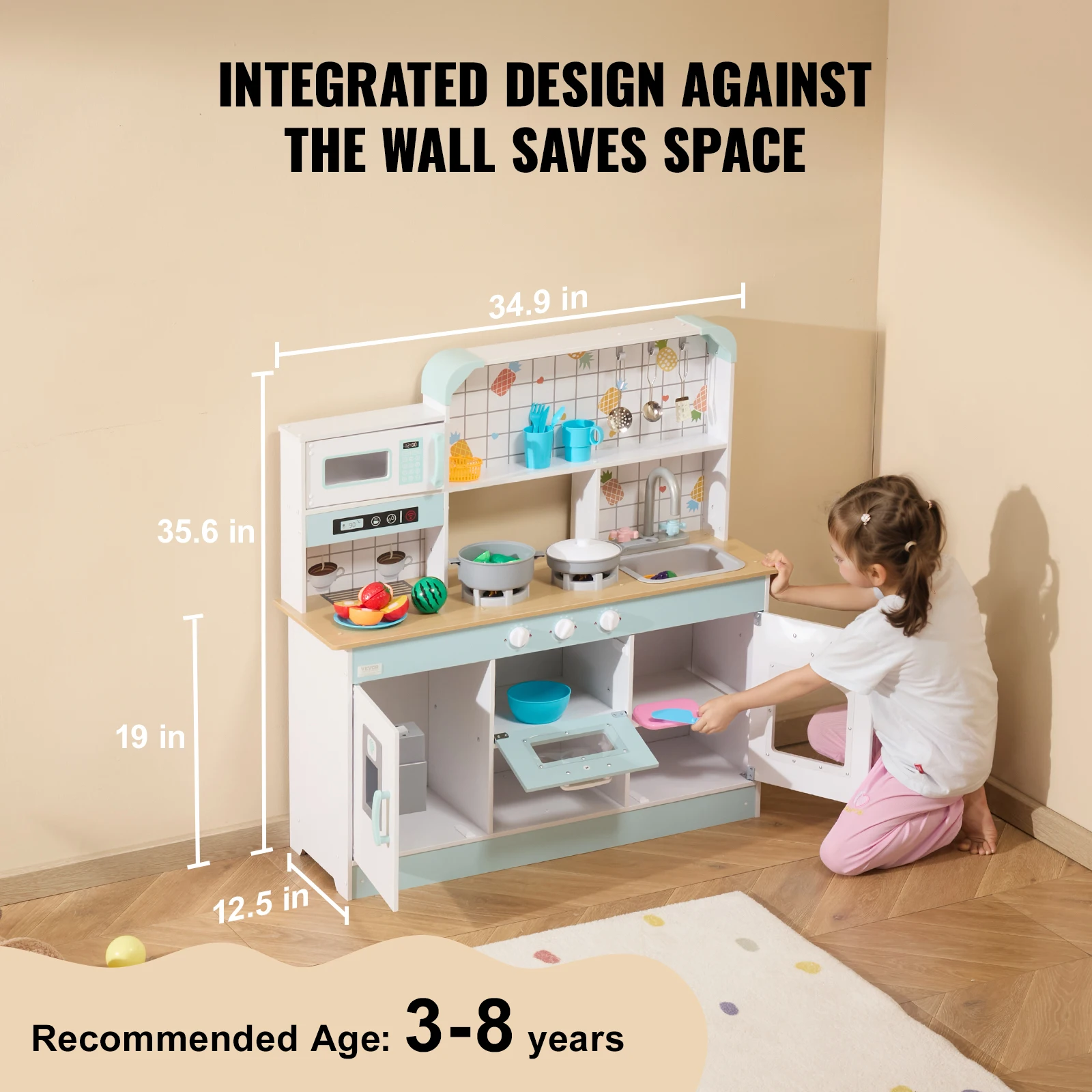 VEVOR Kitchen Counter Play Set DIY Simulated Cooking Food Tableware Play House with Sound Pretend Game Toy Gift Kid Boy Children 3