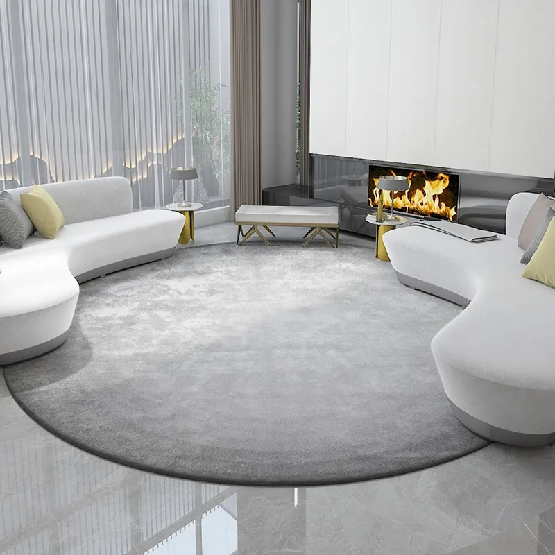 Solid Color Round Living Room Carpets Art High-end Luxury Bedroom Carpet Minimalist Dark Green Rug Short Plush Soft Rugs Tapete 3
