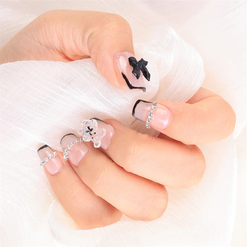 

Handmade Acrylic Realistic press on Nail Charms Cute Short Decoracion Nails Set DIY Manicure Accessories