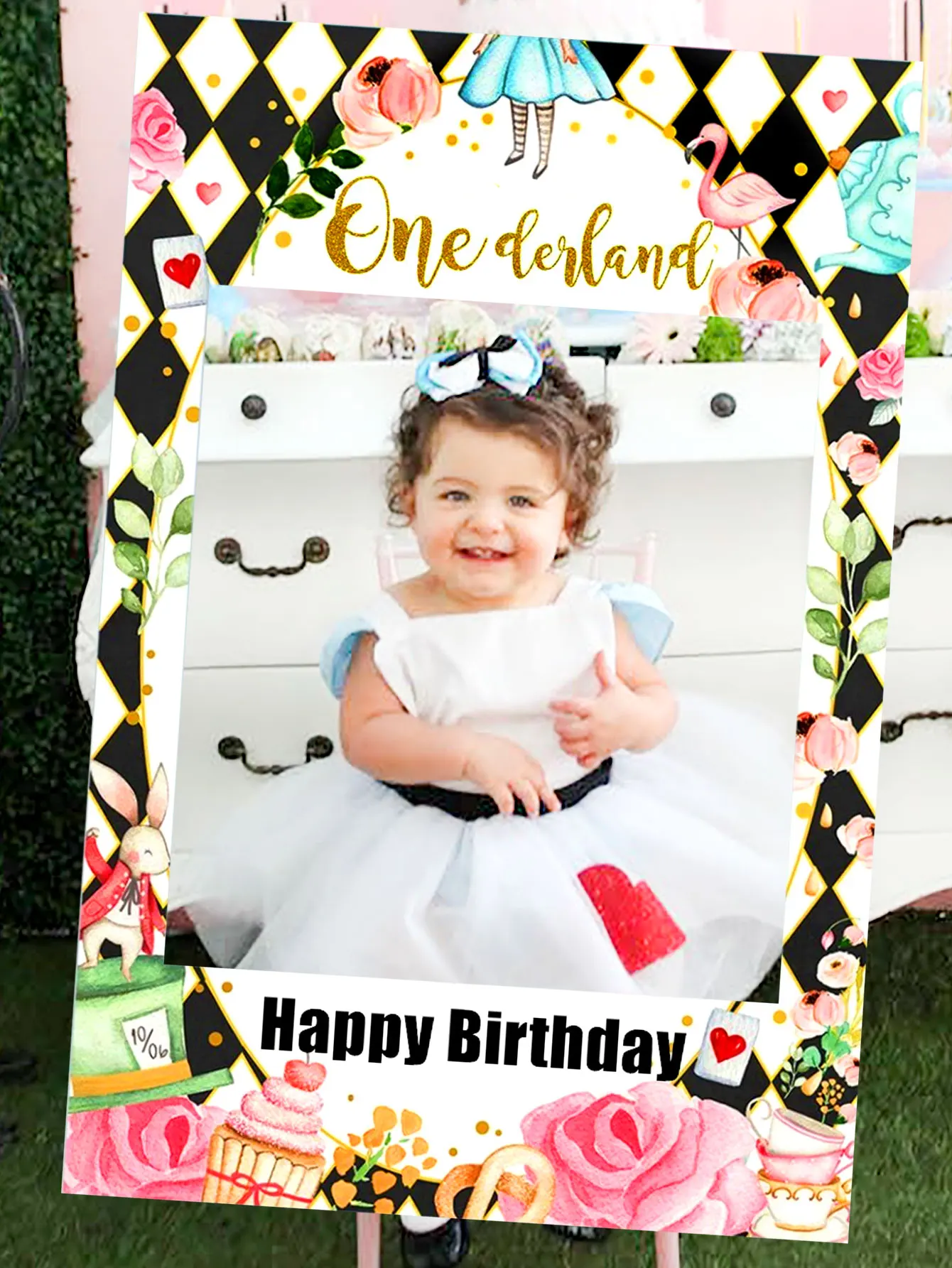 Alice in Onederland 1st Birthday Backdrop Alice in Onederland Party Supplies Party Photo Booth Props