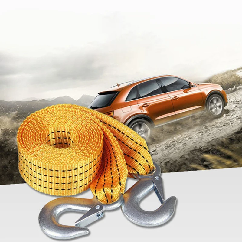 

Heavy Duty Car Tow Rope Strap Belt High Strength Nylon Strap with Strong Metal Hook Towing Cable for Trailer