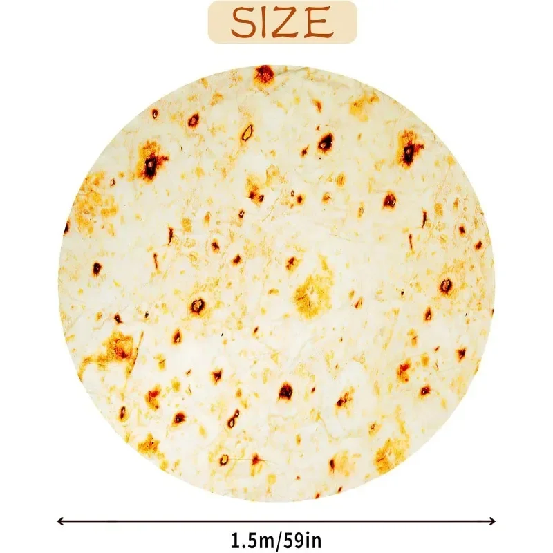 Mexican burrito blanket, 150 cm, sofa flannel blanket, creative tortilla blanket, suitable for family, office nap and travel, 6