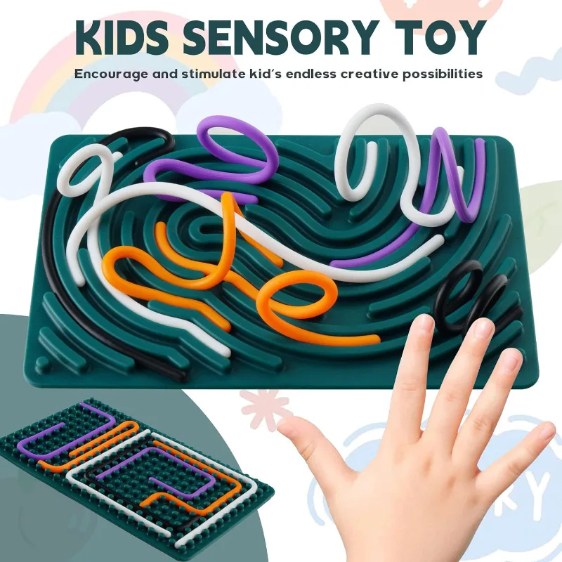 Kid Sensory Activity Board Busy Board Silicone Calm Down Toy Baby Montessori Relaxing Anxiety Stress Color Shape Toy Gift 5