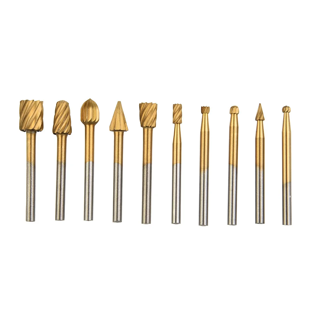 Router Burr Engraving Wood Root carving Olive pits Set Grinding Bits Tool 10pcs
