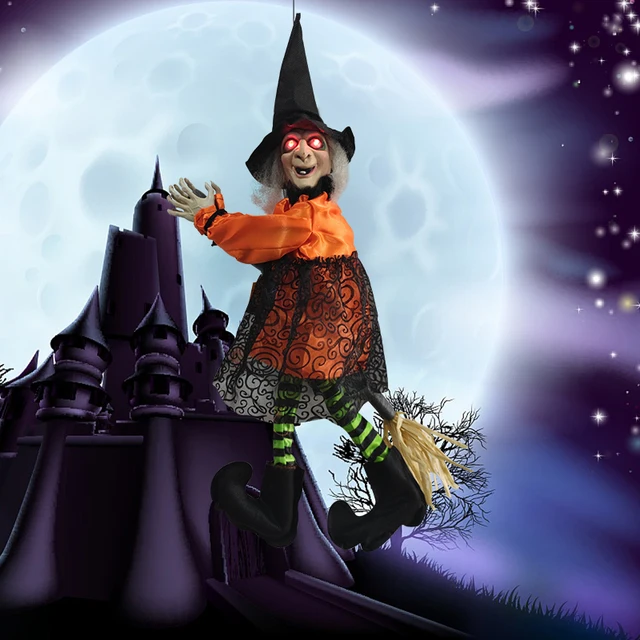 Halloween Hanging Witch Pendant Decor Electric Glowing Toy Tricky Props Home Festival Party Decoration 1