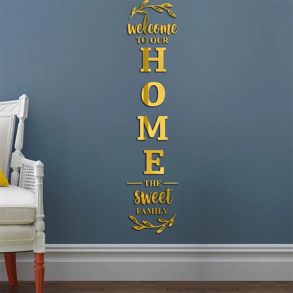 mirror wall sticker 3D English Letters Home Family Acrylic DIY Removable Stickers for Home Decor