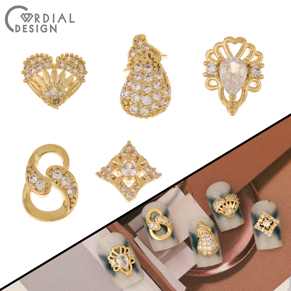 Cordial Design 50Pcs Cubic Zircon/DIY Fingernail Accessories/Genuine Gold Plating/Multi Shapes/Jewelry Findings & Components - cordial