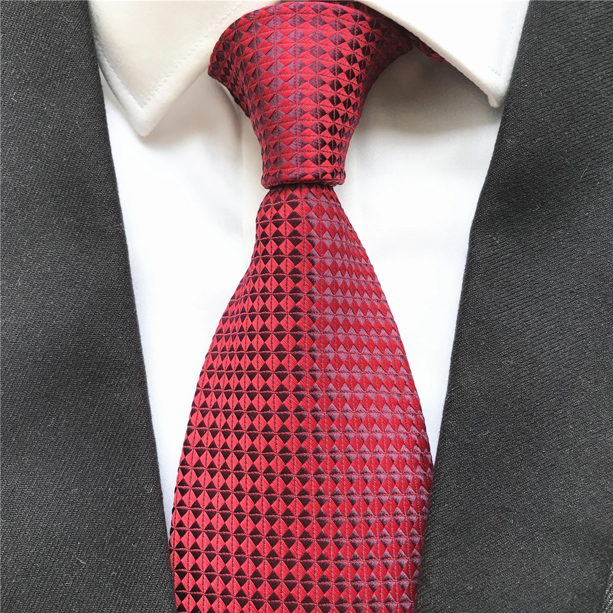 Corbata Burdeos De 8 Cm Para Hombre - Tejido Jacquard, 146 Cm De Largo, Ideal Para Bodas, Oficina O Eventos