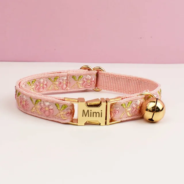Adjustable Comfortable Cat Collar with Bell Personalized Pet Collar for Cats And Small Dogs metal hardware set cat collar 4