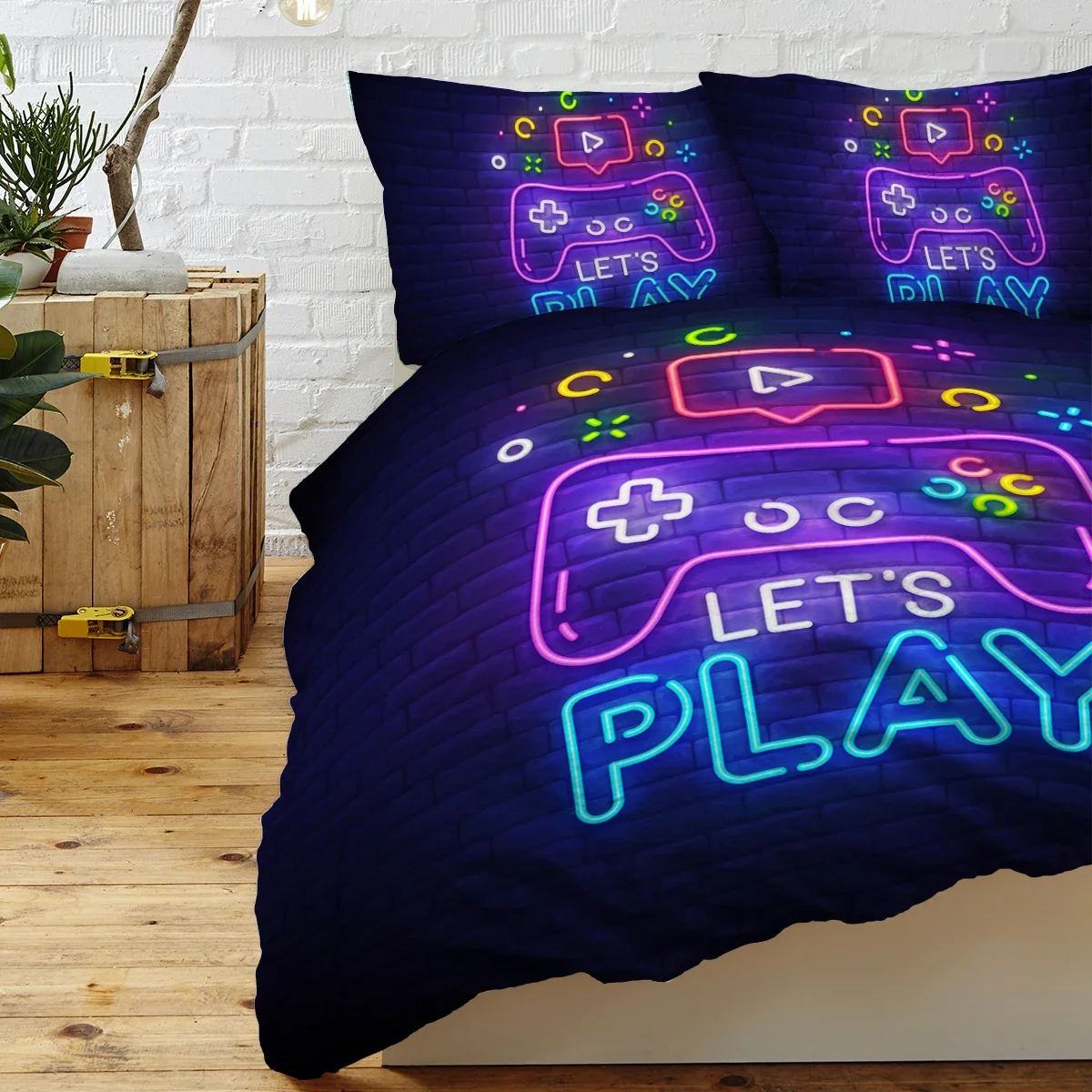 Gaming Bedding Sets for Teens Boys Video Games Comforter Cover Set Decorative 3 Piece Duvet Cover with 2 Pillow Shams 3