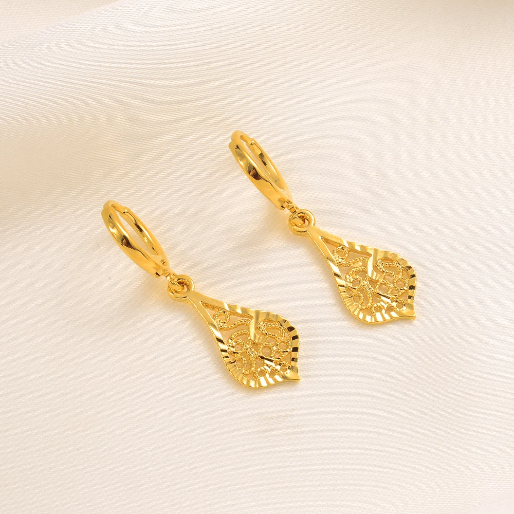 Gold Color Earrings Women's/Girls African Beautiful 24K Gold Color Plated Nicely Cute Small Ethiopian Jewelry Wedding Gift 2