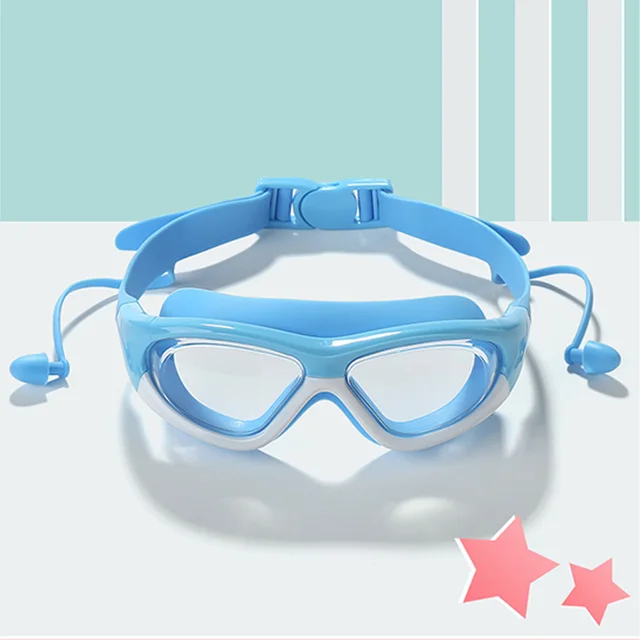 High-definition kidsren's swimming goggles for boys and girls, anti-fog swimming goggles, large-frame goggles, comfortable silic 3