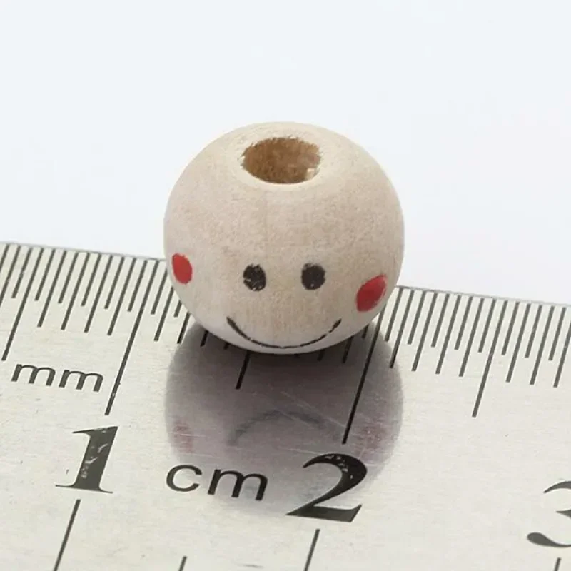 120 Perline Di Legno Con Viso Sorridente - 20 Mm, Con Foro 4.5 Mm - Per Bracciali, Collane, DIY E Decorazioni - 3
