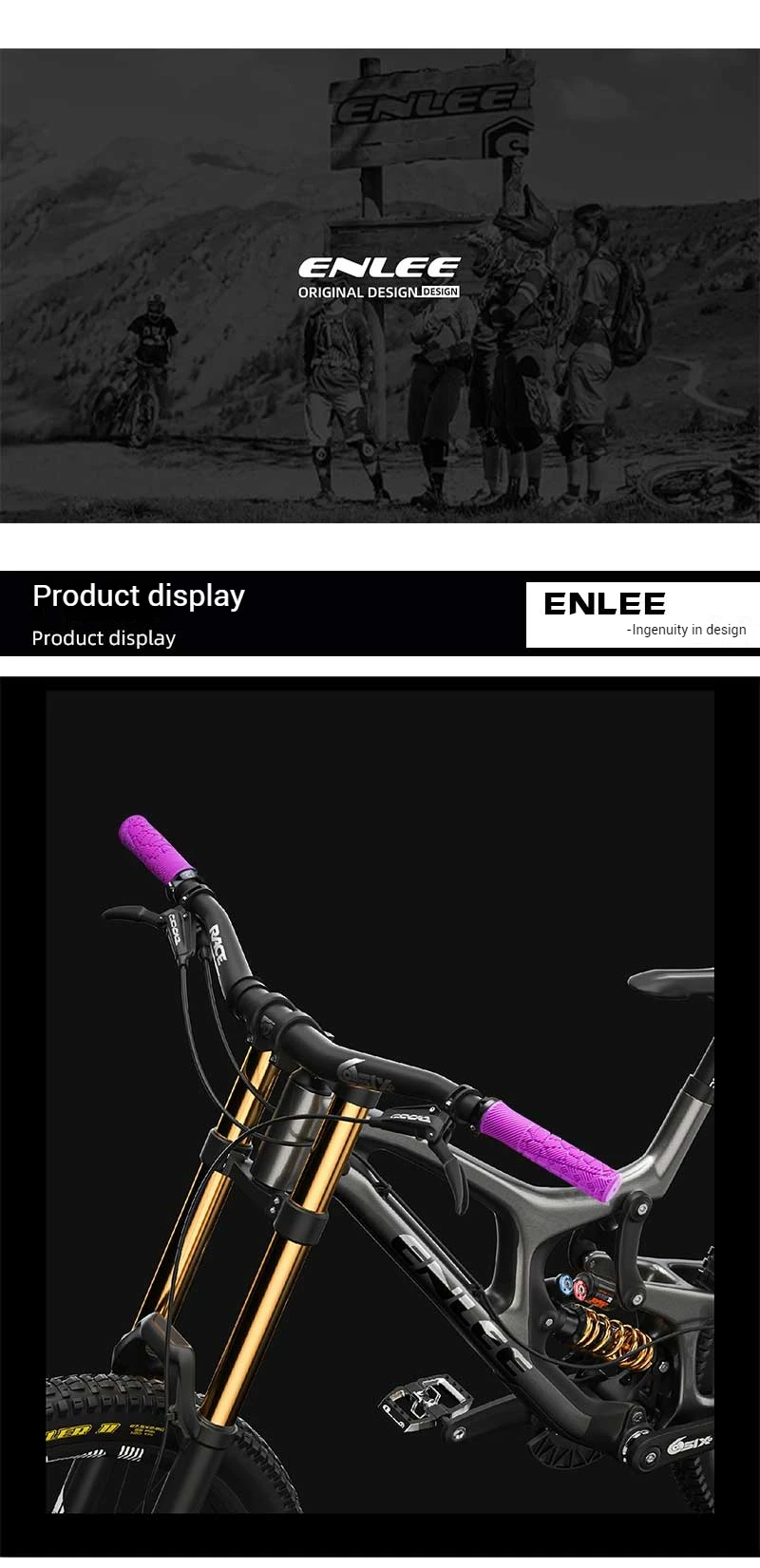 ENLEE Fahrradlenkergriffe TPE PP Fahrradgriff Anti-Rutsch-MTB-Griffe mit Sicherungsring Stoßdämpfung Fahrradlenkermanschetten – Detail 12