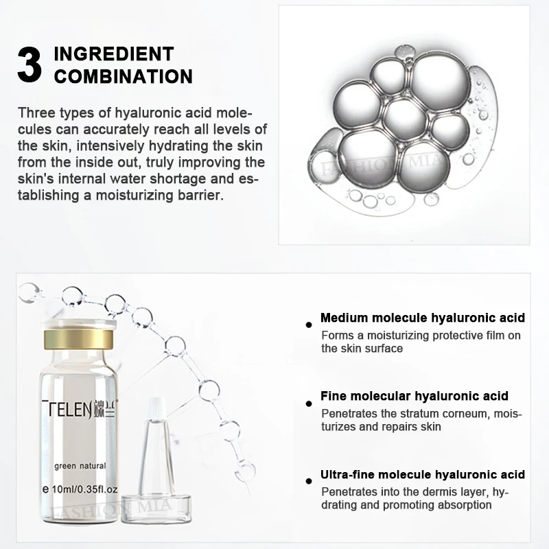 Hyaluronic Acid Serum 10ml Cross-linked HA Original Solution Ultrafine Molecules Hyaluronic Acid Ampoule Facial Moisturizing Anti Wrinkle Anti-aging