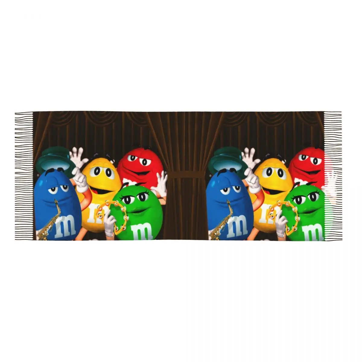 Customized Printed Funny M&M\'s Candy Scarf Women Men Winter Warm Scarves Chocolate Candy Shawls Wraps