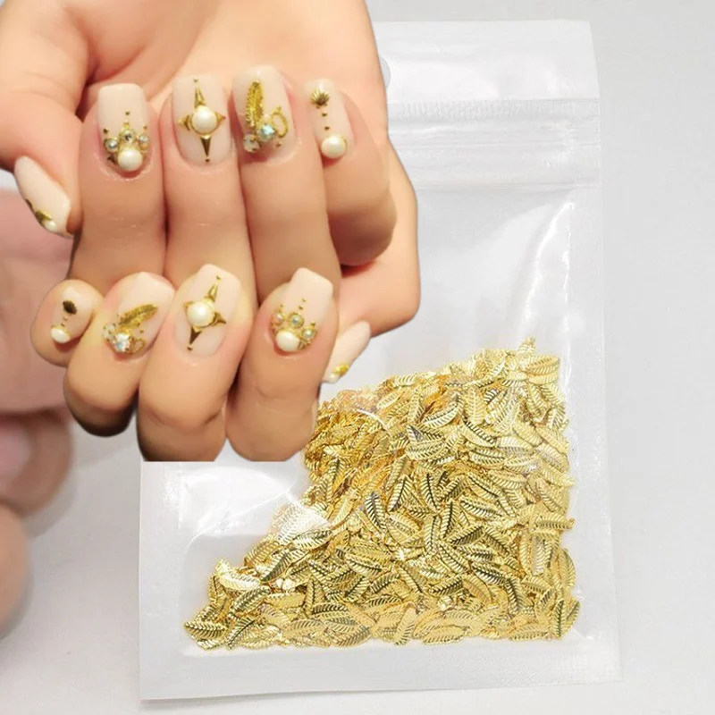 

500pcs 6mm/8mm Metal Leaves Decals Ultra-thin Gold/Silver Flakes Nail Pieces Bling Rhinestone For 3D Nail Leaves Shape Charms #