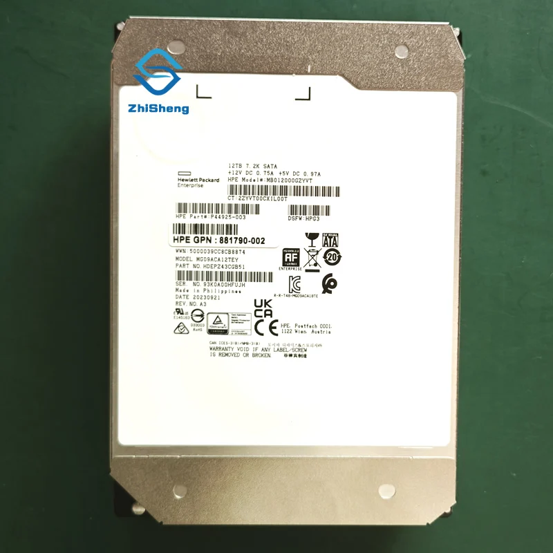 Hard Disk Enterprise HPE 12TB HDD SATA3 Toshiba MG09ACA12TEY 12TB