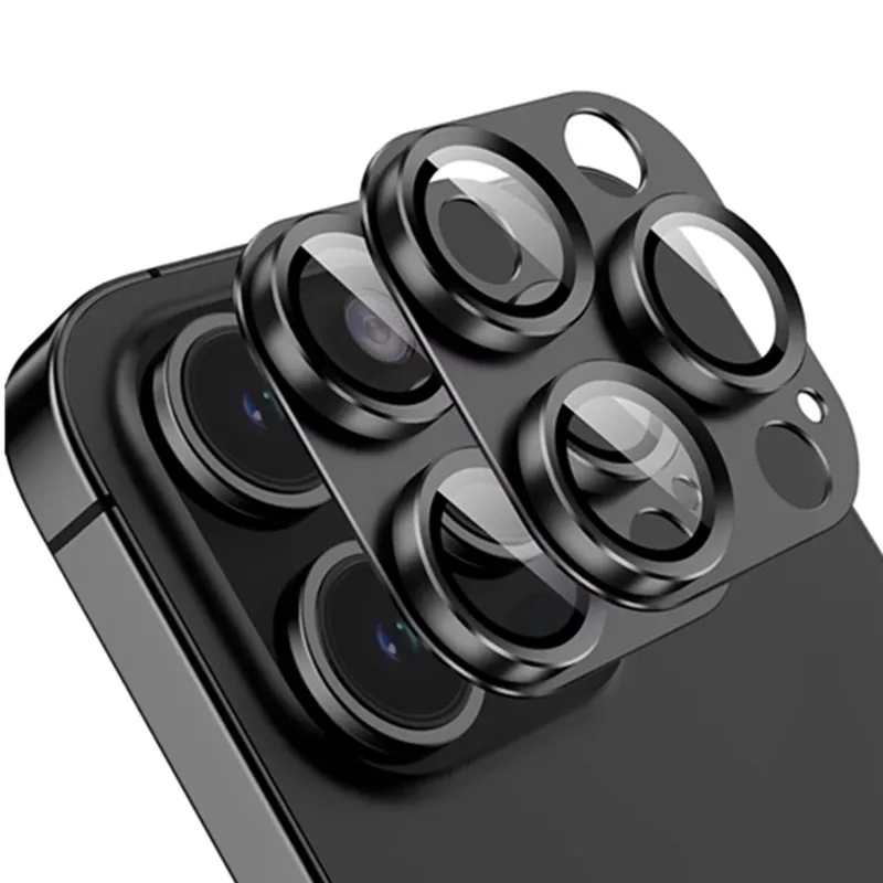 Dual-Pack Metal Camera Lens Protector with Tempered Glass Full Cover
