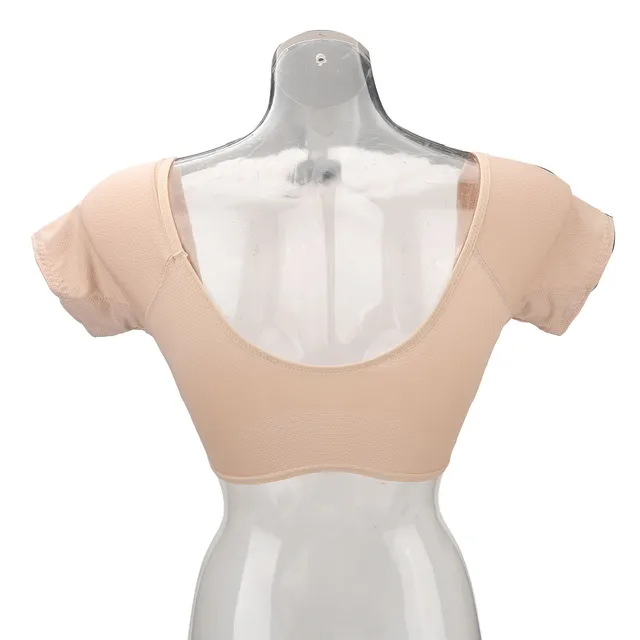 Underarm Sweat Vest Quick Dry Breathable Mesh Reusable Armpit Sweat Pads for Women Girls Skin Color Underarm Sweat Shirt 5