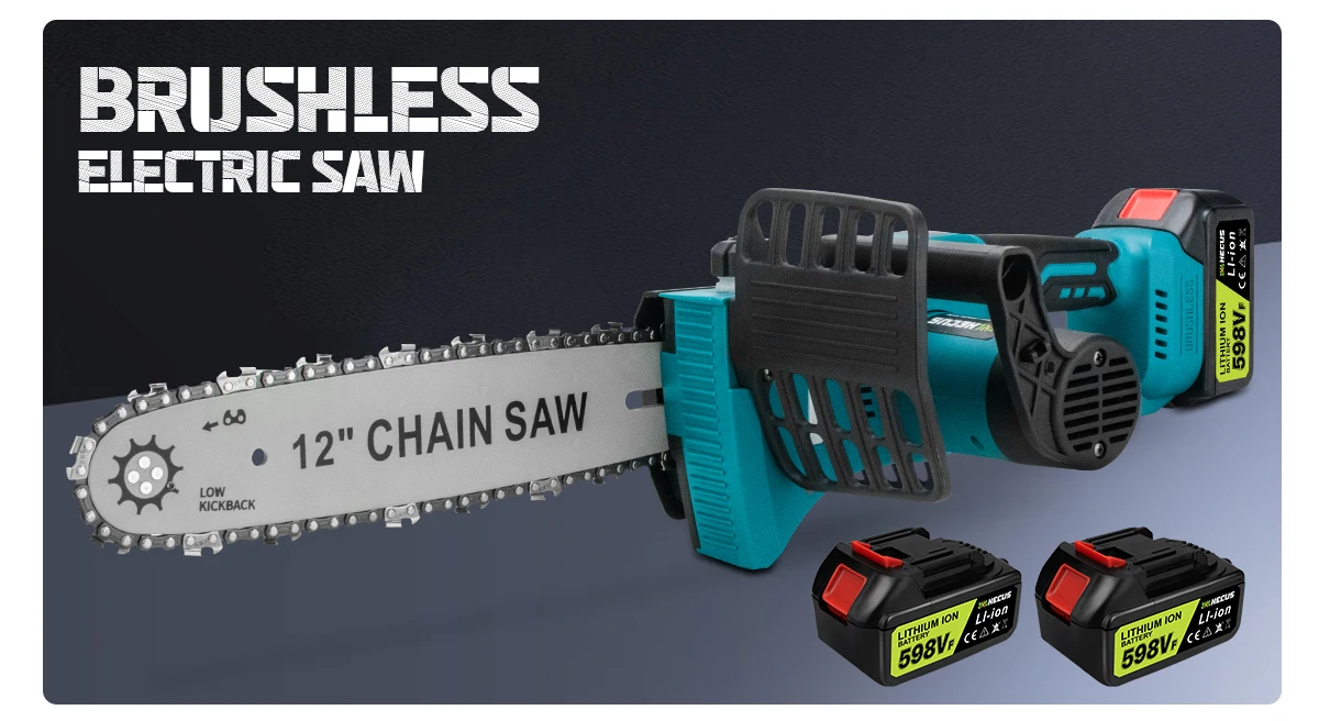 12 Inch Brushless Electric Chain Saw With Oiler Cordless Handheld Chainsaw Grade
