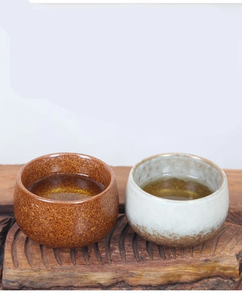 Coarse Pottery Tea Cup Five Element Kung Fu Tea Cup Set Large Teaware Kiln Change Glaze Ceramic Teacups Chinese Set