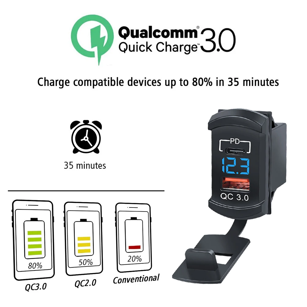 Car Charger Auto Adapter Waterproof 12-24V