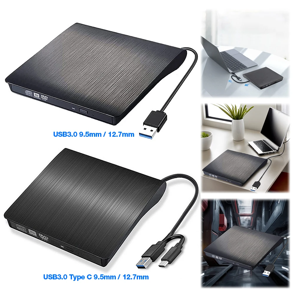 USB 3.0/USB 3.0 + Type-C SATA To USB CD ROM ODD Case Box 9.5mm/12.7mm External Optical Disc Drive Enclosure for Laptop Notebook 1