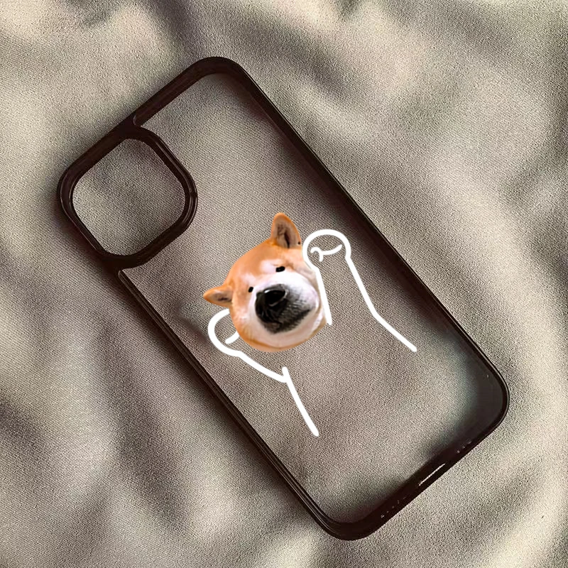 Adorable Cat Dog Duo Clear Shockproof Silicone Phone Case
