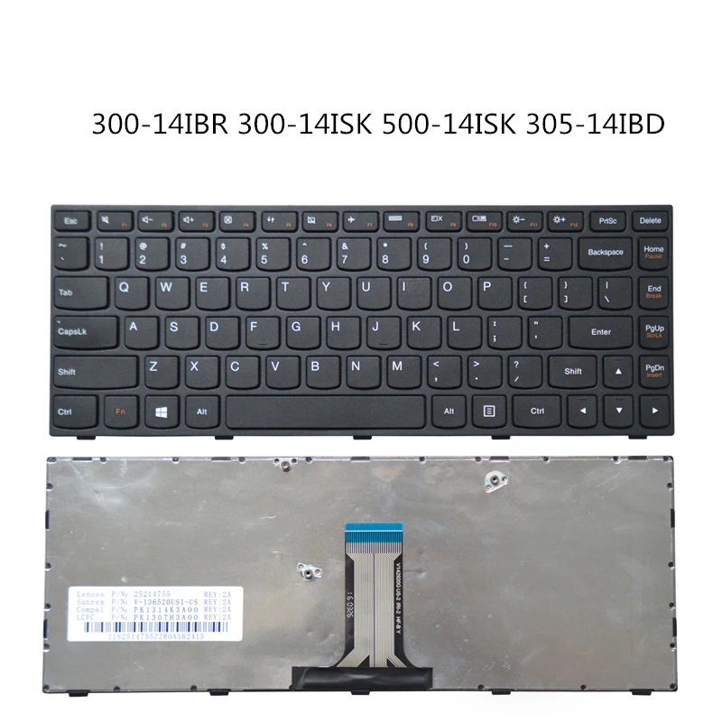Новая клавиатура с английской раскладкой для ноутбука Lenovo Ideapad 300-14IBR 300-14ISK 500-14ISK