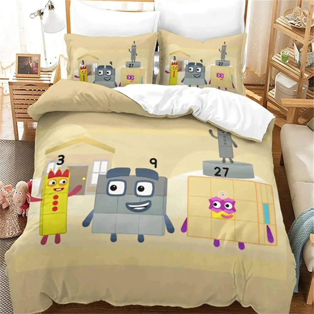 Cartoon Number-Blocks Bedding Set Duvet Cover Bed Set Quilt Cover Pillowcase Comforter King Queen Size Boys Adult 5