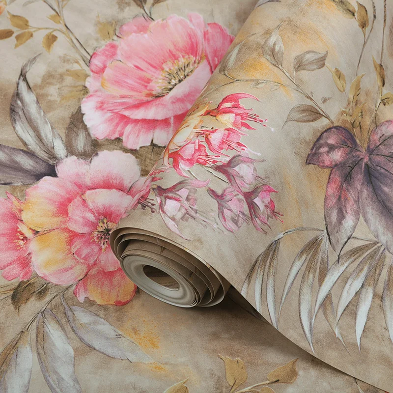 Papel De Parede American Vintage Printing Wall Covering Background Modern  Flower Wall Paper Floral Paper Wallpaper - AliExpress