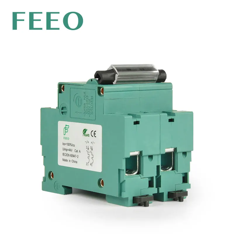 FEEO 2P DC 550V/800V Solar Energy Photovoltaic Mini Circuit Breaker MCB 80A 100A 125A DC for PV System Electrical CE Certificate