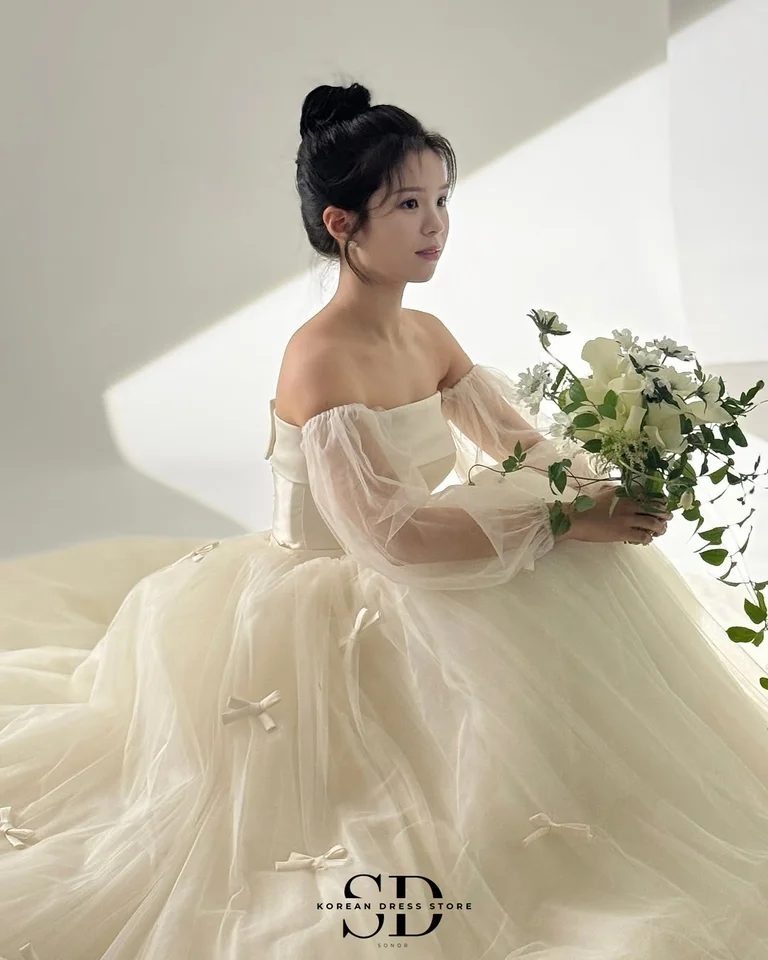 Sondr New Korean Wedding Dresses 2025 Puff Sleeves Soft Tulle Bow Bridal  Gown Customized Bridal Wedding Snap Dresses Corset Back - AliExpress 320