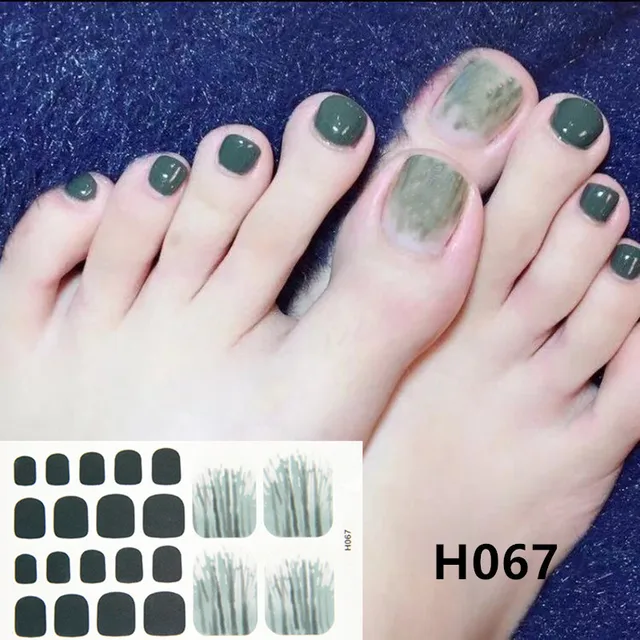 22tips Korea Toe Nail Sticker Wraps Adhesive Decals Toenail Polish Strips DIY Pedicure Foot Decals Manicure Women H067