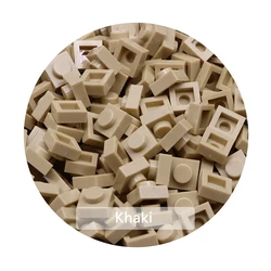 DIY Pixel Painting Toy Building Blocks - Halloween & Christmas Gift Set (Thin 1x1 Bricks) - 100pcs (073Khaki)
