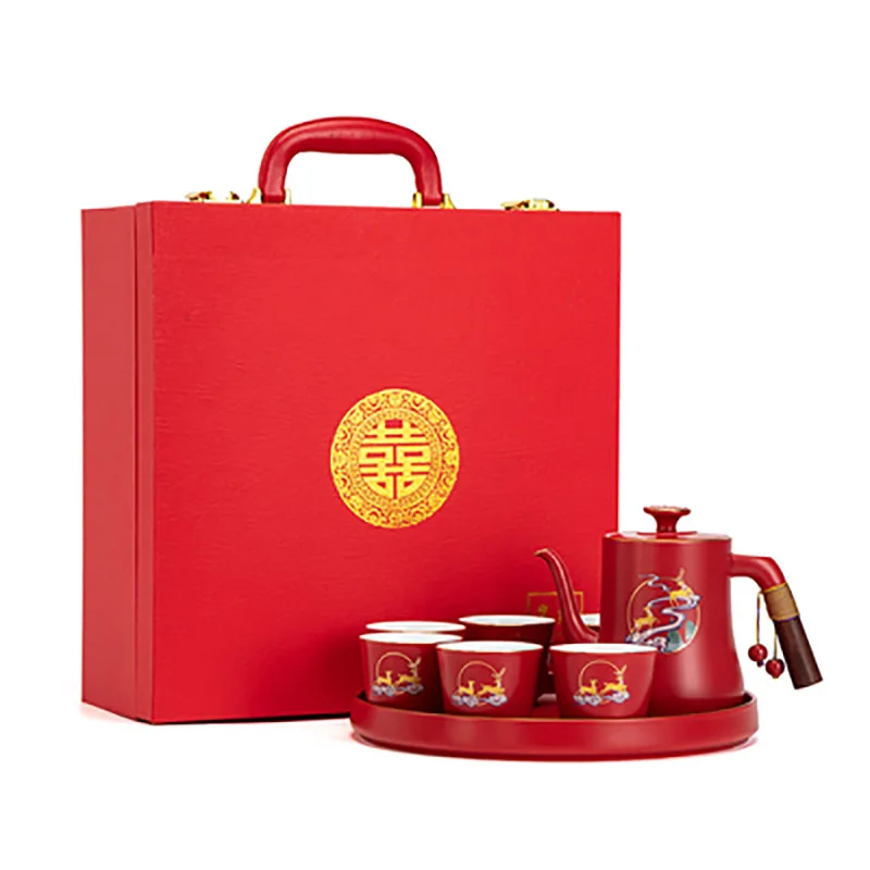 Chinese Traditional Wedding Decoration Supplies, Yi Lu Xiang Ban Porcelain Tea Set, Teapot Tea Cup, Adults Marriage, Newlywed