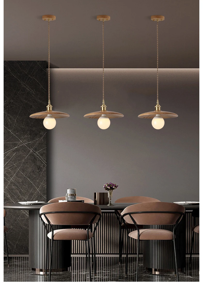 Nordic Solid Wood Pendant Light Bedside Dining Table Art Decorative Log Lamps Creative Restaurant Bar Tea Room Hanging Light E27
