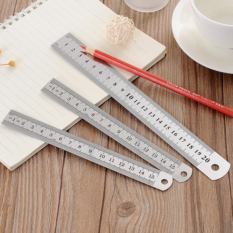 

1PC 15-30cm Stainless Steel Metal Straight Ruler Tool Double Sided Measuring Tool