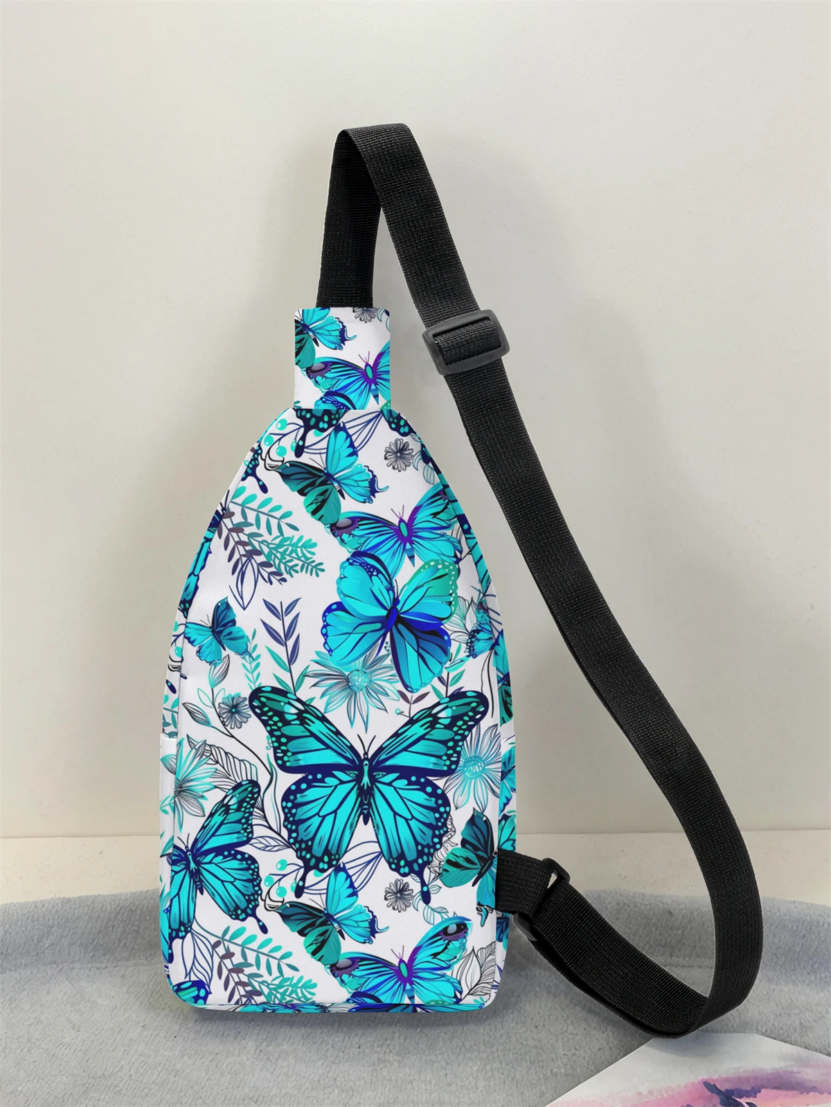 Butterfly pattern chest bag crossbody bag, multifunctional, lightweight, and simple chest bag, suitable for travel