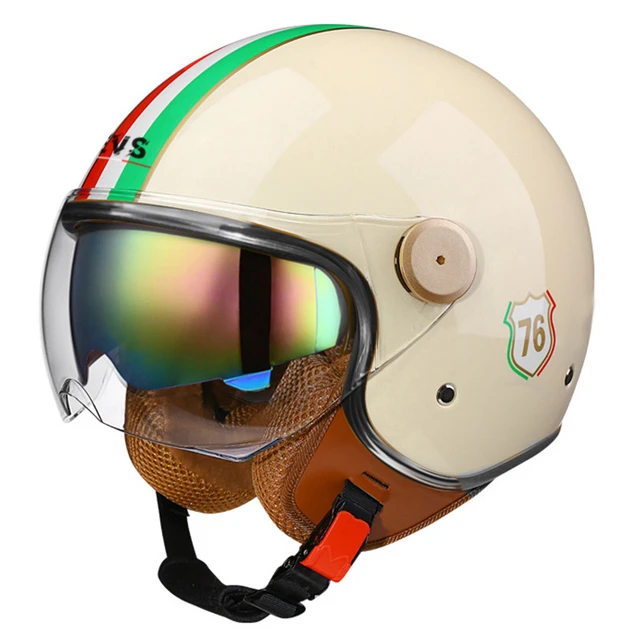 Lightweight Vintage Motorcycle Helmet With Dual Visor Motorbike Riding 3/4 Open Half Helmet Retro Casco Moto 3C & Dot